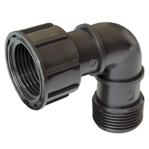 Czarny łącznik kolankowy t.b.t. do nawadniania podziemnego.