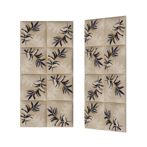 Panele ścienne t.b.t. z motywem liści, beżowe.