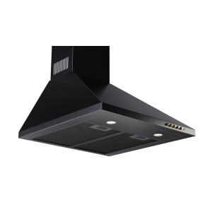 Czarny okap ścienny.