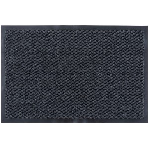 Szara wycieraczka t.b.t. z ciemną obwódką do użytku wewnątrz i na zewnątrz.