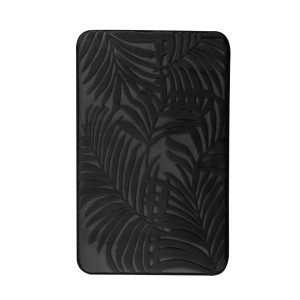 Czarna mata łazienkowa z motywem liści palmowych do łazienki.