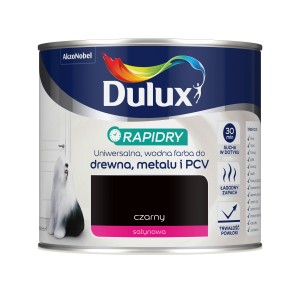 Dulux Rapidry emalia, czarna, satynowa, do drewna, metalu i PCV.