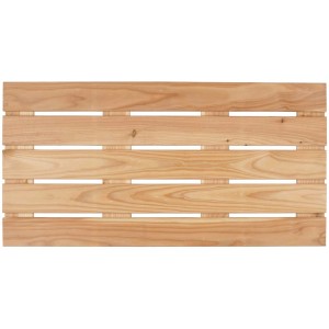 Drewniany podest z listwami, odpowiedni do użytku na zewnątrz.