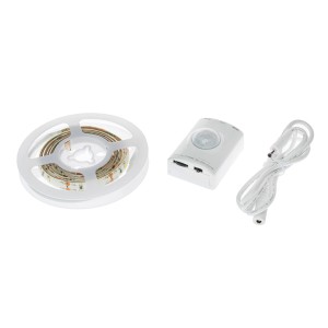 Taśma LED t.b.t. na rolce z czujnikiem i kablem.