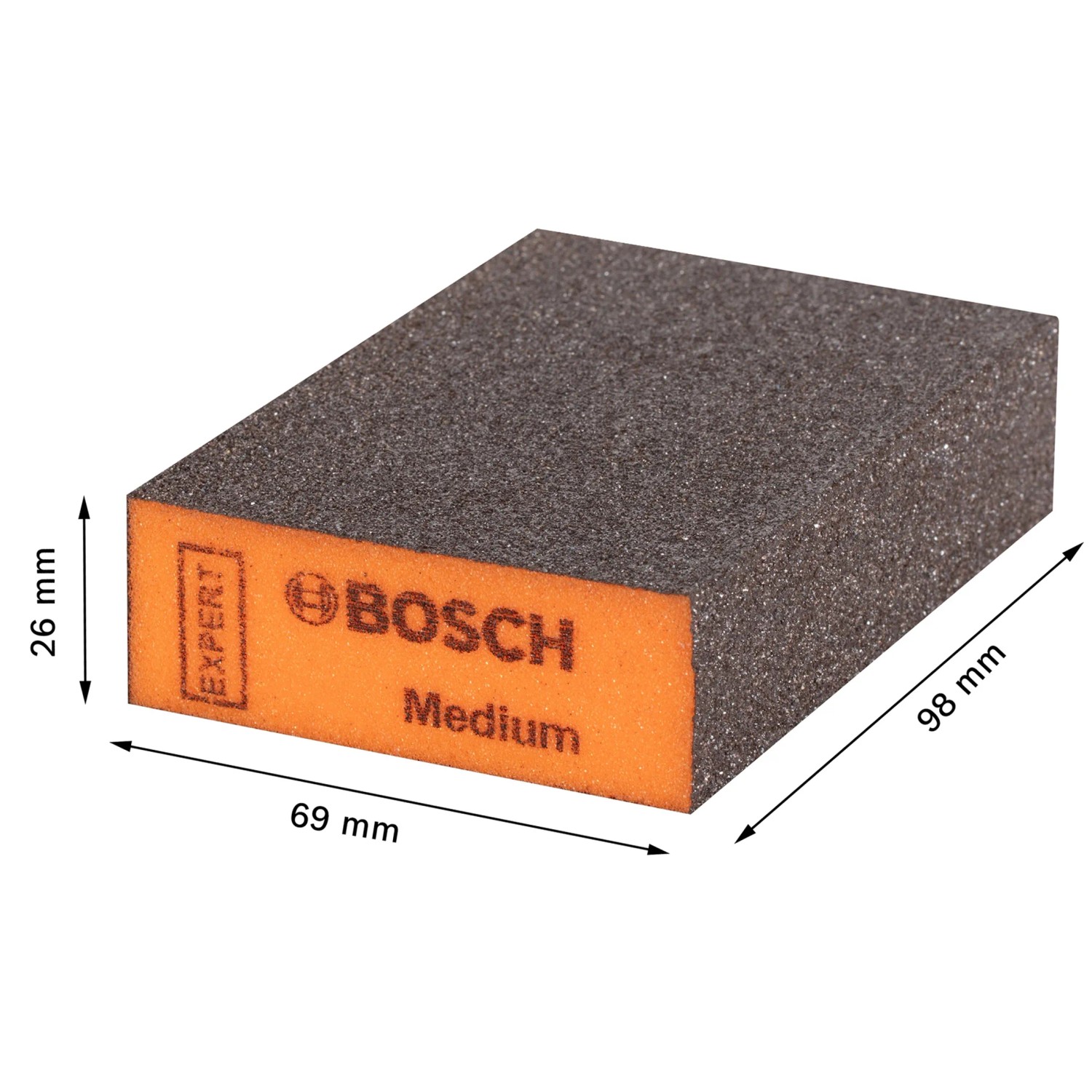 Gąbka ścierna Bosch Expert S471, średnia, 69x97x26mm, do szlifowania.