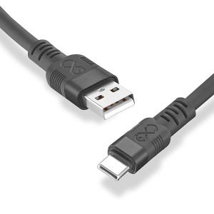 Szary kabel USB t.b.t. z wtyczkami USB-A i USB-C do akcesoriów do telefonów komórkowych.