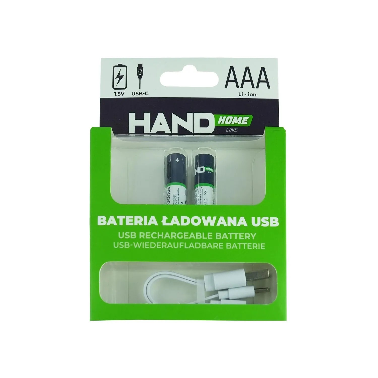 HandHome Bateria ładowana USB-C 2xAA 2600mWh