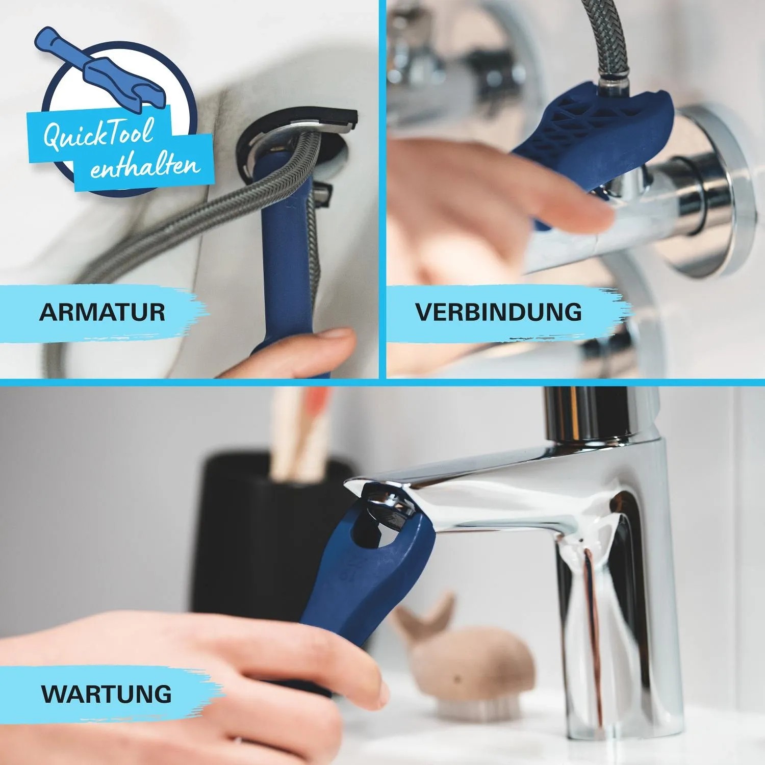 Montaż baterii umywalkowej Grohe QuickFix Start Alira za pomocą QuickTool, chrom L.