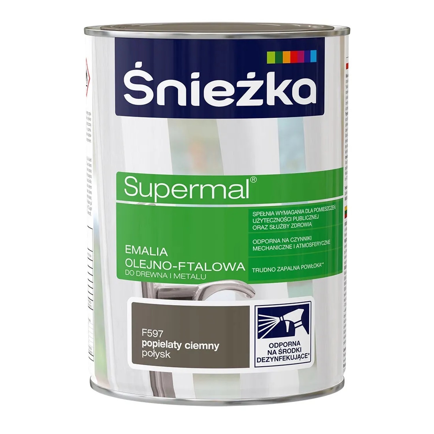 Śnieżka Supermal Emalia olejno-ftalowa popielaty ciemny połysk 0,8L