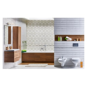 Nowoczesna łazienka z wanną, umywalką, WC i bidetem.