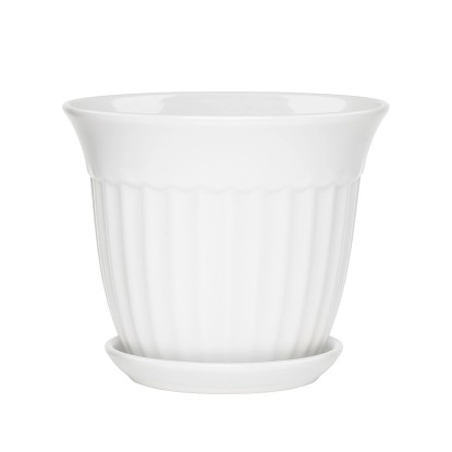 Doniczka z podstawką Xena biały połysk - 16 cm