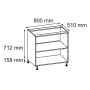 Rysunek techniczny: Szafka t.b.t. o wymiarach 800x510x712 mm, kategoria: Szafki do przechowywania.