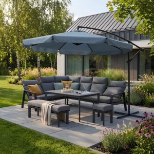 Parasol ogrodowy CZAPLA 2 grafitowy - śr. 300 cm