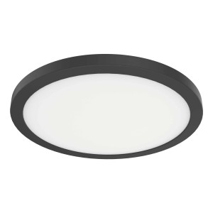 Czarna lampa sufitowa LED Plafony t.b.t. o okrągłym kształcie i białym świetle.