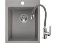 Zlewozmywak Uno 1-kom. z baterią szary 48x39 cm