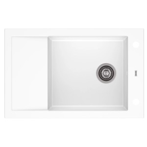 Biały zlewozmywak granitowy t.b.t. z ociekaczem.