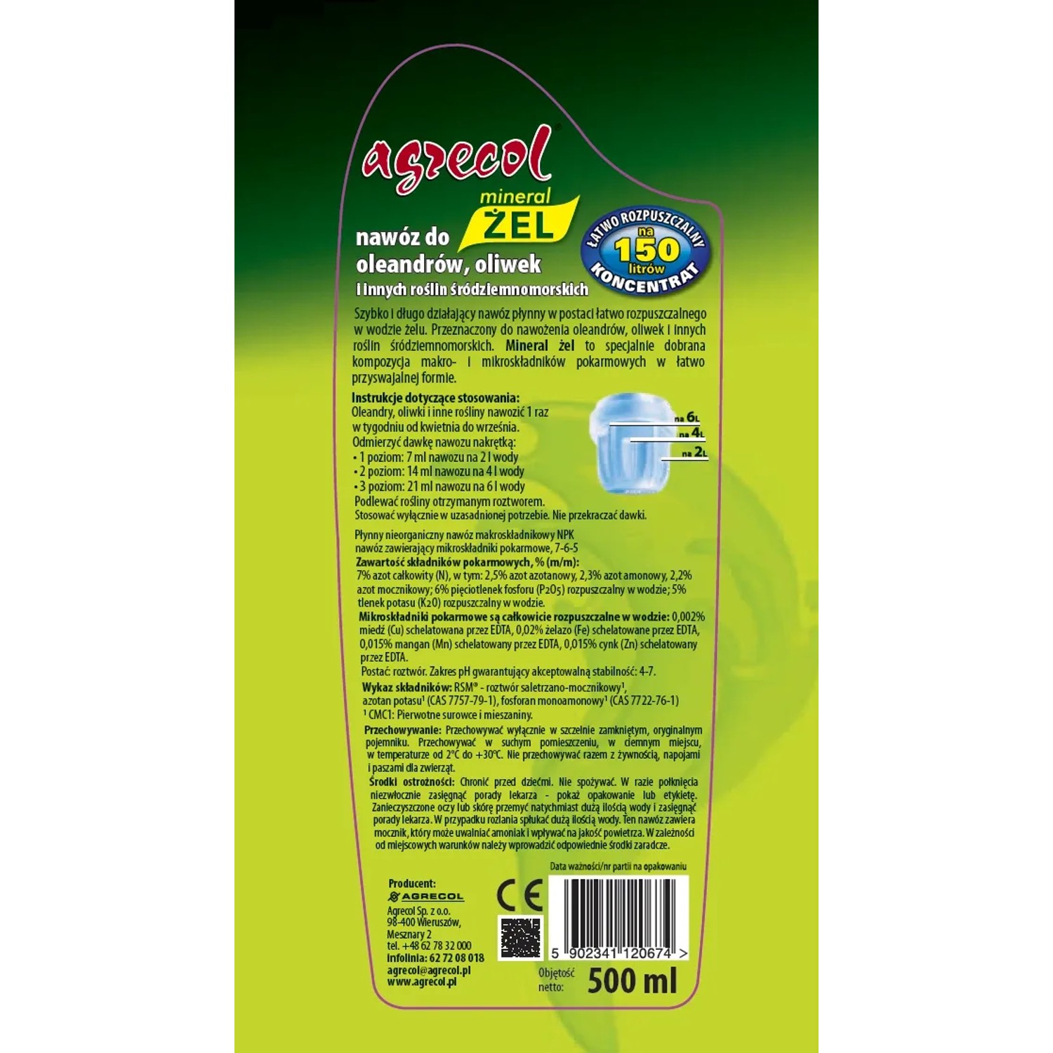 Agrecol Nawóz mineral żel do oleandrów i oliwek 250 ml._2