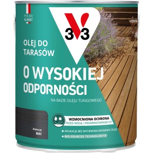 Puszka oleju do drewna t.b.t. do tarasów, antracyt mat. Ochrona przed wodą i promieniowaniem UV.