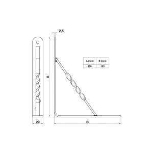 Agas Wspornik do półki 150 × 125 mm czarny max. 150 kg