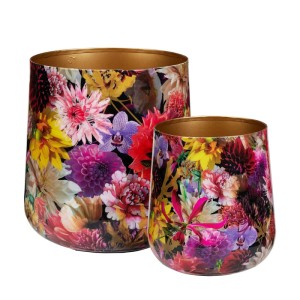 Osłonka metalowa malowana w kwiaty S - 15 cm