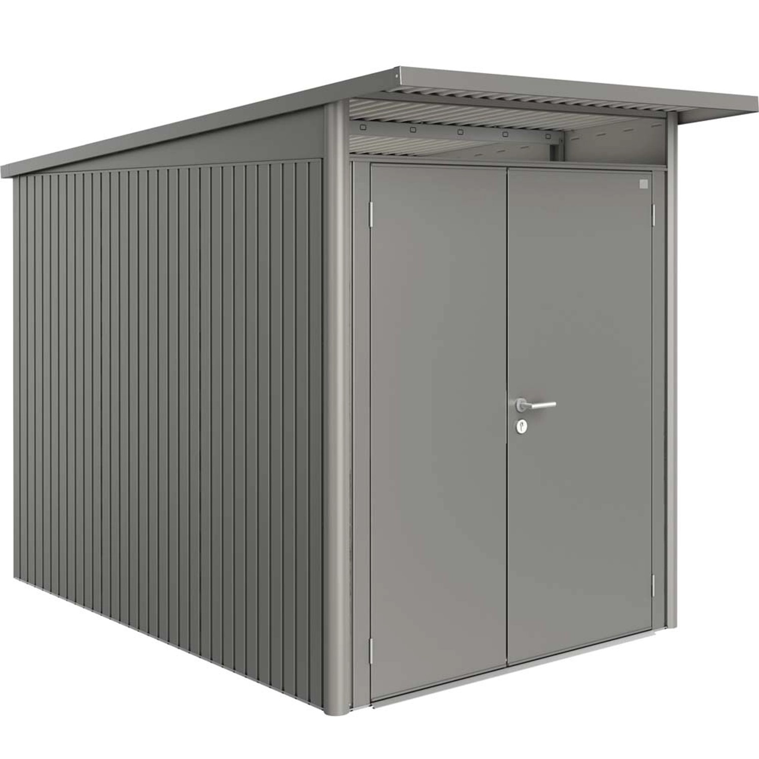 Biohort Domek ogrodowy szary kwarc drzwi podwójne - 180 x 300 cm