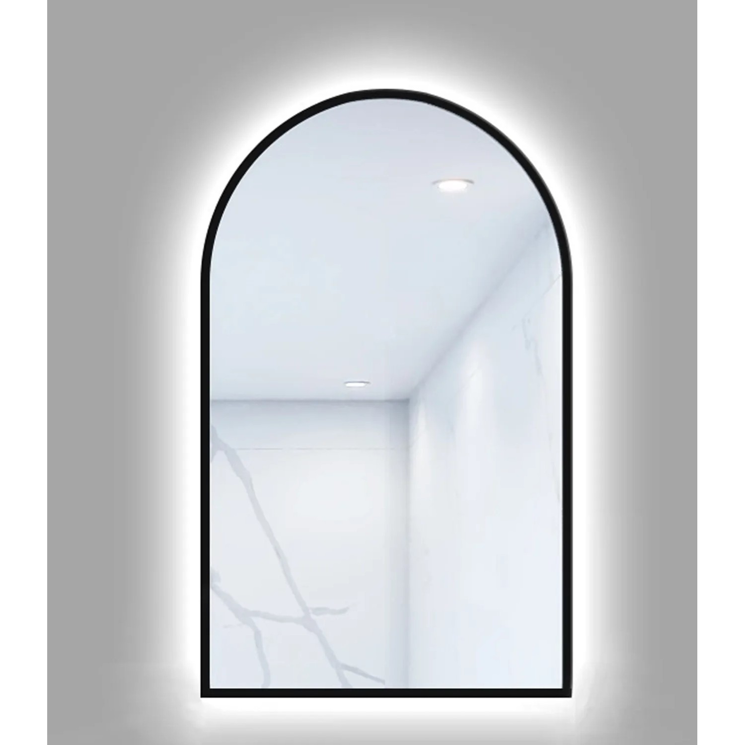 Lustro z LED Portal Line czarna rama 80x50