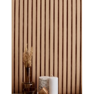 Panele ścienne t.b.t. w stylu drewna z elementami dekoracyjnymi.