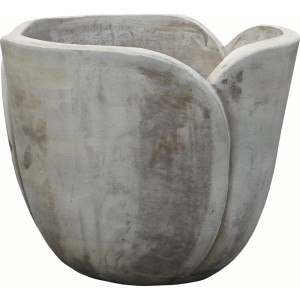 Brązowa doniczka terakotowa w kształcie tulipana, Ø 33 cm. Dekoracyjna donica do ogrodu i wnętrz.