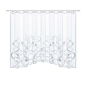 Przezroczysta zasłona ze srebrnym wzorem do salonu, część kategorii: Zasłony i firany.