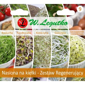 t.b.t. Zestaw nasion warzyw z różnymi odmianami kiełków.