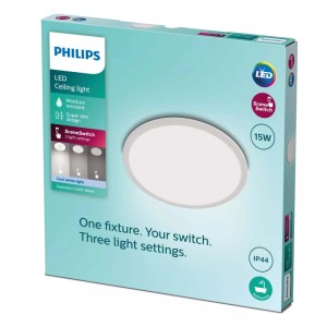 Philips Plafon LED SUPERSLIM 15W 4000K 1500lm 3 tryby IP44 śr. 25 cm biały