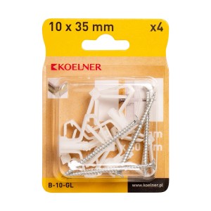 Zestaw kołków i wkrętów t.b.t., 4 sztuki, 10x35mm. Nadaje się do mocowania.