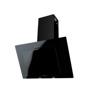 Czarny okap ścienny t.b.t. do kuchni.