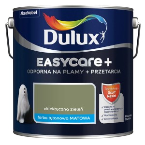 Puszka farby Dulux Easycare+ w kolorze zielonym. Farba do ścian wewnętrznych, matowe wykończenie.