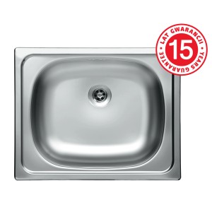 Zlewozmywak t.b.t. ze stali nierdzewnej z armaturą odpływową i 15-letnią gwarancją.