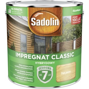 Puszka Sadolin Impregnat Classic grunt do drewna, kolor dąb jasny.