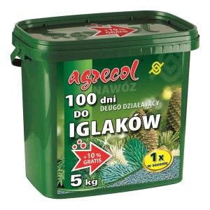 Zielone wiadro nawozu do iglaków Agrecol Iglaków, 5 kg.