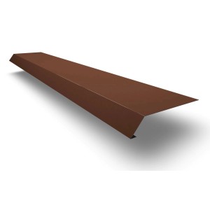 Brązowa plastikowa rynna dachowa, widok szczegółowy.