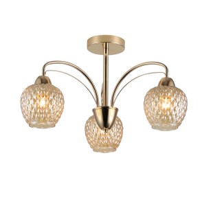 Candellux Lampa wisząca TOBIAS złota 3xE27 40W klosz bursztynowy