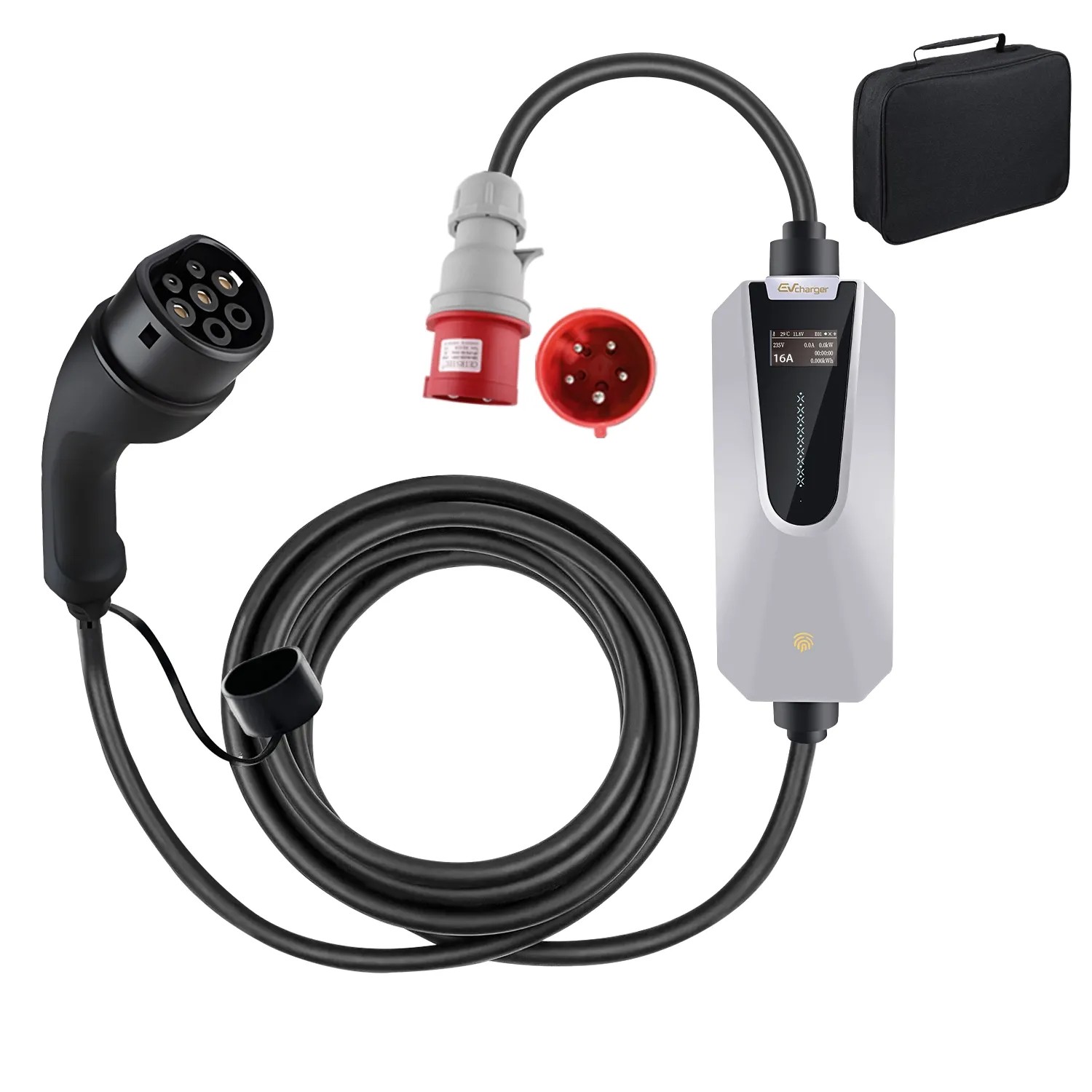 Junsun 11 kW Stacja Ładowania EV Typ 2 3p 16A Przenośna z Aplikacja Smart Life 1.3 cal LCD 6 m CEE Wtyczka