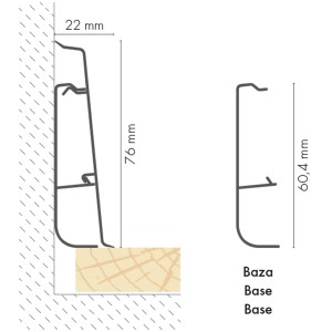 Cezar Listwa przypodłogowa Hi-Line PVC Stone 75x22x2500