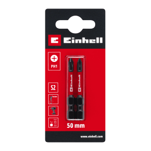 Zestaw bitów udarowych Einhell, 2-częściowy, PH1, 50 mm, do wkrętaków i wkrętarek akumulatorowych.