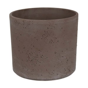 Brązowa, cylindryczna osłonka na doniczkę (Osłonki) o szorstkiej powierzchni.