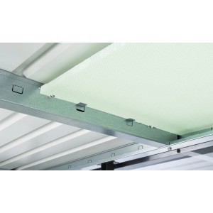 Zbliżenie: Widok wnętrza szopy Biohort HighLine, montaż sufitowy.