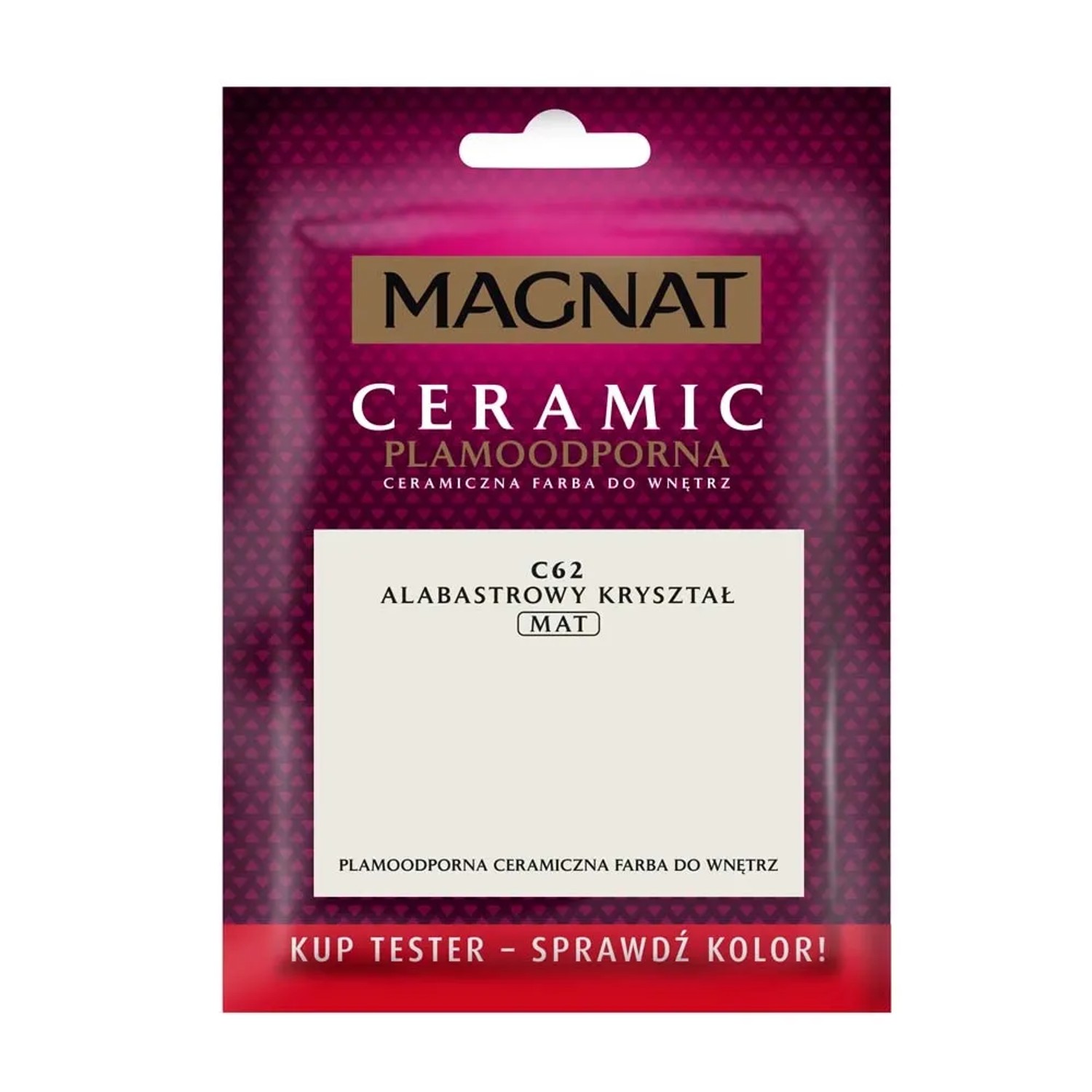 Próbka koloru Magnat Ceramic C62 Alabastrowy Kryształ, matowa farba do ścian.