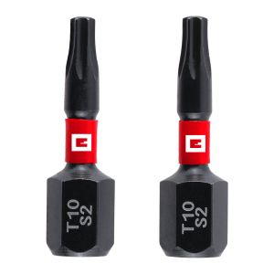 Zestaw bitów udarowych Einhell, 2 sztuki, T10, 25 mm, do wkrętaków i wkrętarek akumulatorowych.