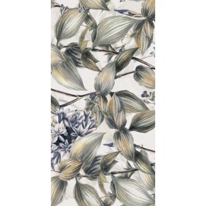 Płytka dekoracyjna ze wzorem kwiatowym w odcieniach zieleni i niebieskiego.