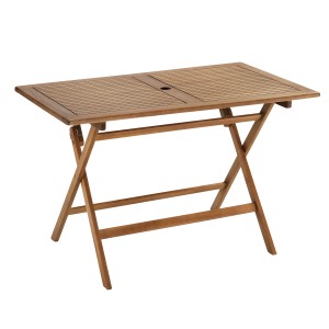 Prostokątny, brązowy stół ogrodowy Greenville z drewna FSC®, 120x70 cm, składany.