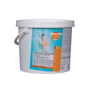 Wiadro z Chemchlor T Granulat 65 do dezynfekcji basenów.