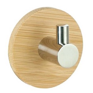 Akcesoria łazienkowe t.b.t.: Bambusowy haczyk ścienny z metalowym haczykiem.